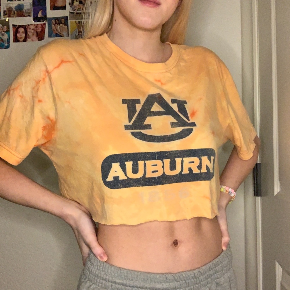 Auburn University Bleach Dyed Crop Top